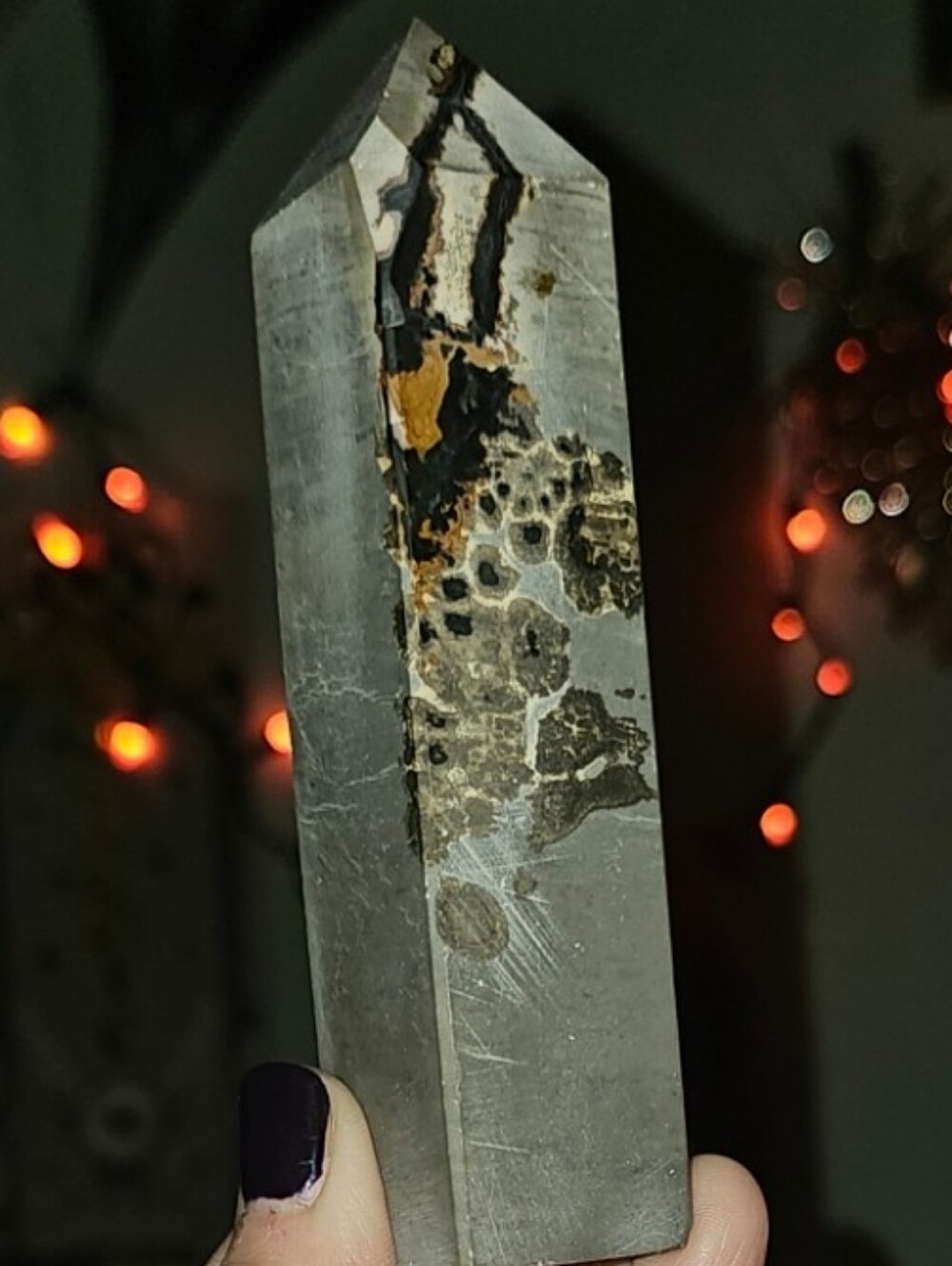 Stunning Leopard-Pattern Silver Jasper Tower with Intricate Dendritic Inclusions